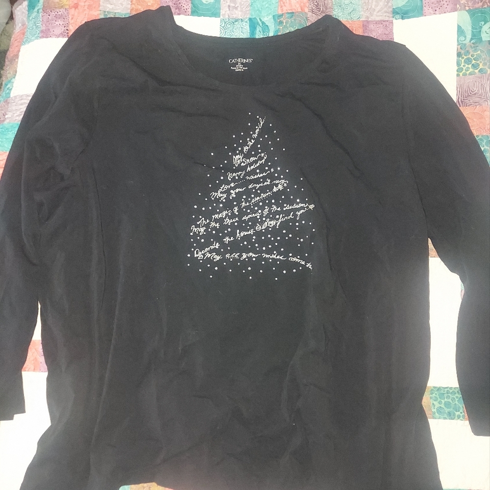 Catherines Women's Long Sleeve Christmas T-Shirt Size 3X